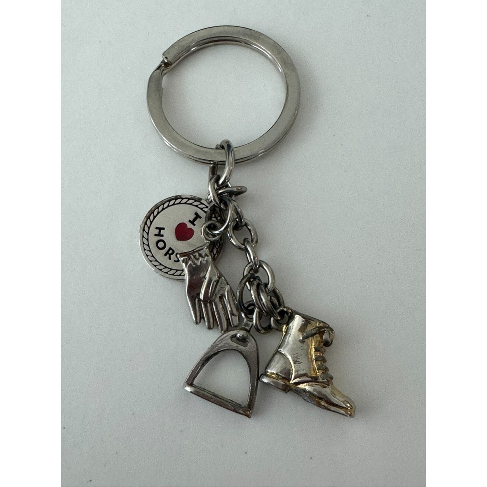 I Love Horses Charm‎ Silver Tone Keychain Key Ring